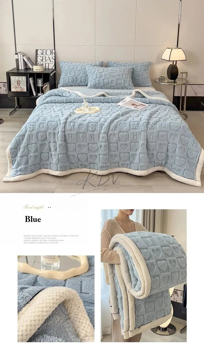 Heart Pattern Fleece Blanket – Cozy Throw & Bedding Sets