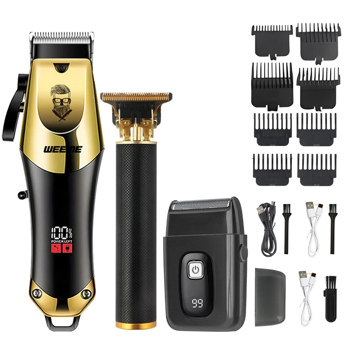 T9 Vintage Men's Electric Hair Clipper & Beard Trimmer – Rechargeable, Wet/Dry, Nose Trimmer Kit