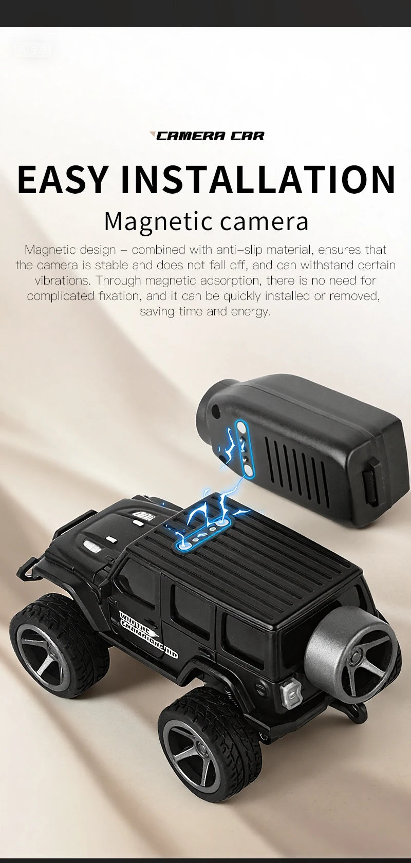 KF32 1:64 Mini RC Climbing Car with LED Lights & HD Camera – Alloy Remote Control Toy