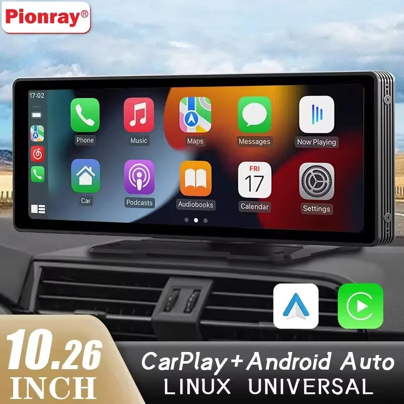 Wireless CarPlay Screen for Car – 10.26" Android Auto Touchscreen Stereo System