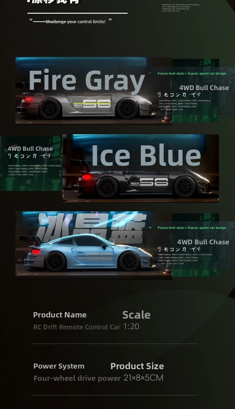 1:24 Scale RC Drift Racing Car – GT3 RS / Porsche 911 / SU7 High Speed Remote Control Models