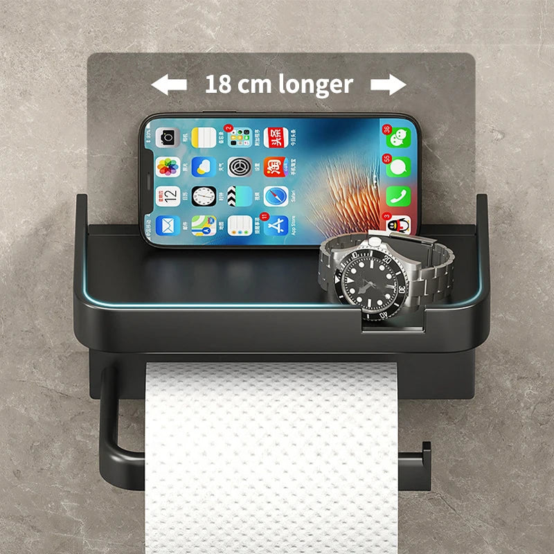 Wall-Mounted Toilet Paper & Storage Rack — Multi-Use Bathroom & Kitchen Organizer