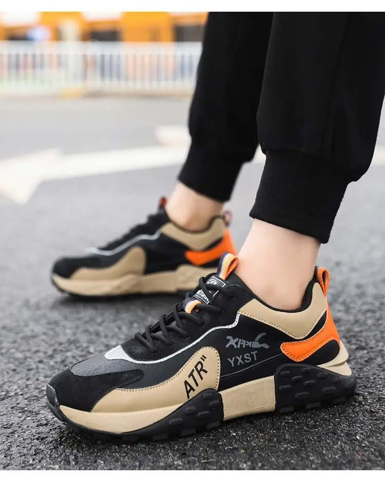 Men's Breathable Faux Leather Lace-Up Sneakers