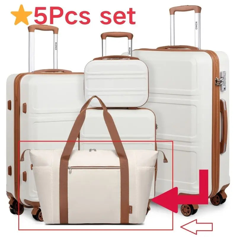 KONO 4/5/6-Piece Hardshell Luggage Set with Toiletry Bag — TSA Lock Spinner Wheels Travel Suitcase