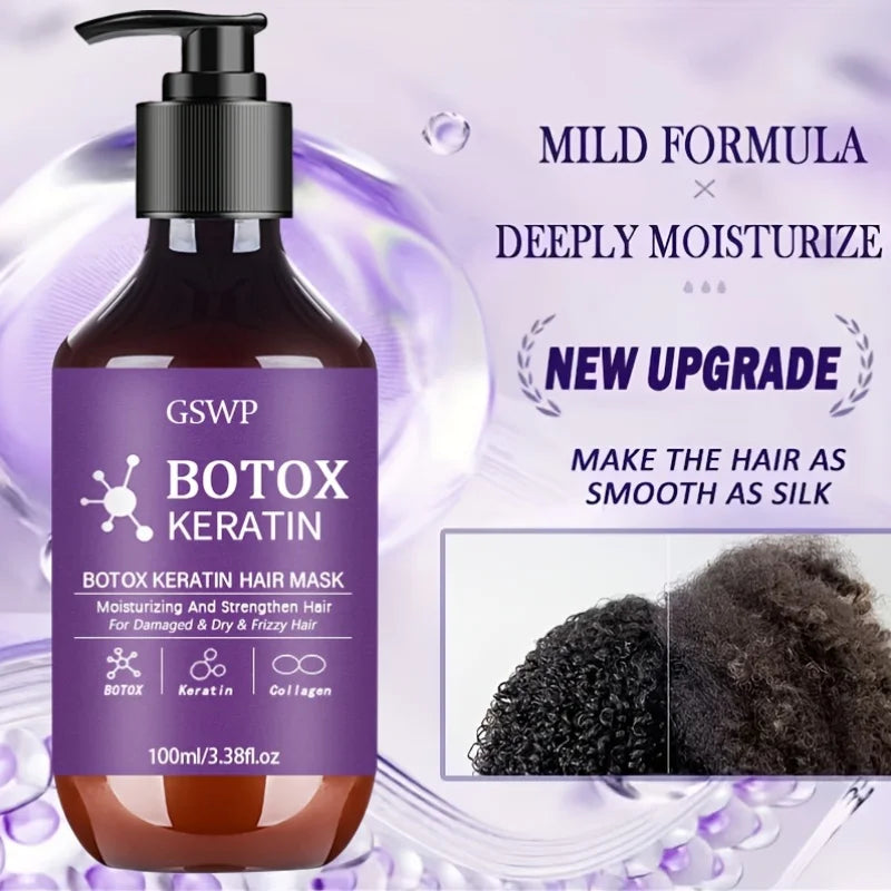 GSWP Botox Keratin Hair Mask, moisturizes and strengthens damaged hair, reduces frizz, split ends and tangles.100ml/200ml