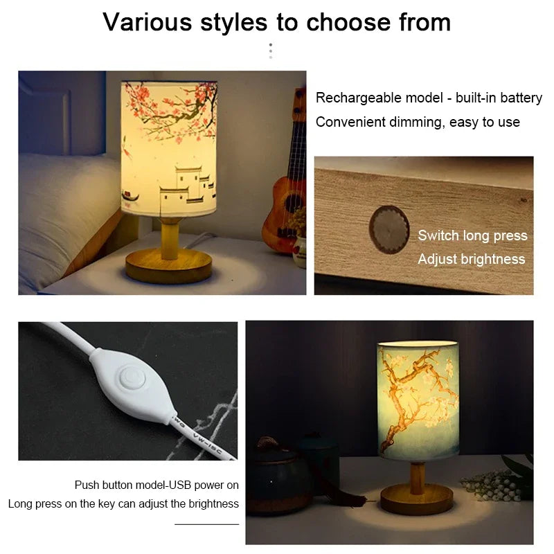 Square Table Lamp – Warm LED & Fabric Shade
