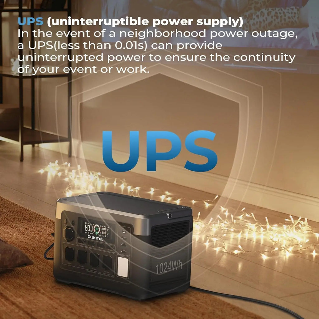 OUKITEL P1000 PLUS Portable Power Station — 1800W 1024Wh LiFePO4 Solar Generator with App Control