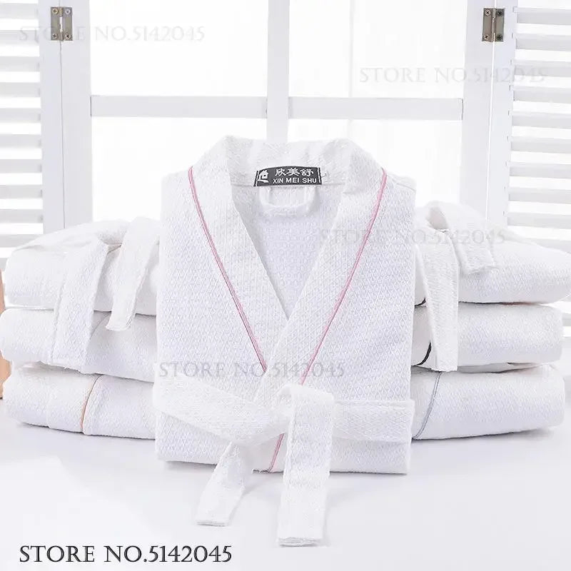 100% Cotton Waffle Couple Robe | Kimono Yukata Loungewear Bathrobe for Women & Men
