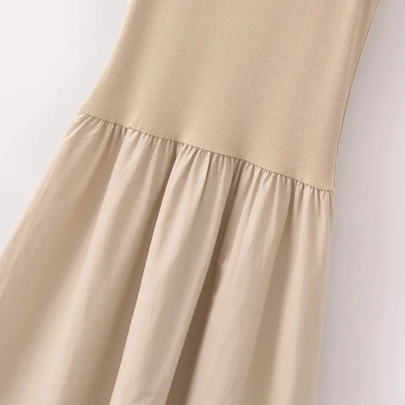 Sleeveless Elegant Maxi Dress — Vintage Casual Party Dress in Black & Khaki