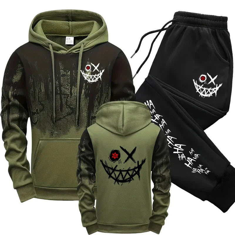 Men's Splash Ink Print Hoodie & Sweatpants Set – Versatile Casual Daily Sport Tracksuit