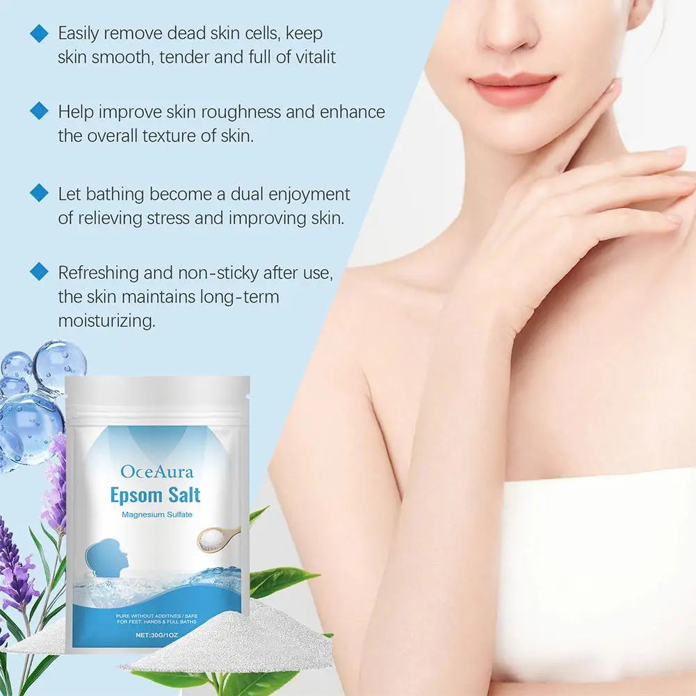 Epsom Salt Magnesium Sulfate Bath Soak 30g – Muscle Relief, Exfoliating & Deep Moisturizing