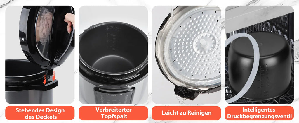 Aigostar 6L 18-in-1 Electric Pressure Cooker – Non-Stick, Keep Warm, Digital Touchscreen, 1000W