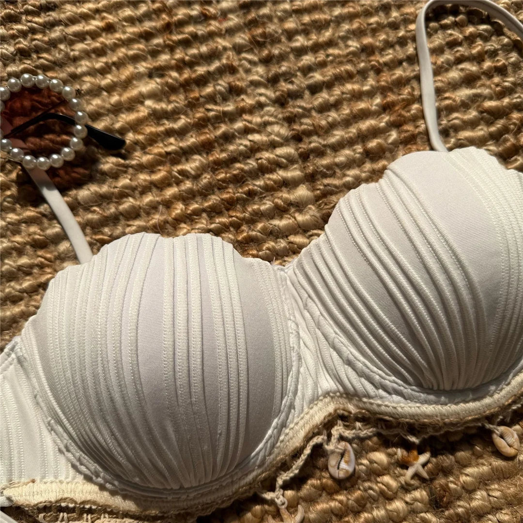 Shell Scalloped Ribbed Underwired Bikini Set — Women's Two-Piece Swimsuit