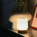 Wood-Grain Touch Lamp – Rechargeable Bedside Light