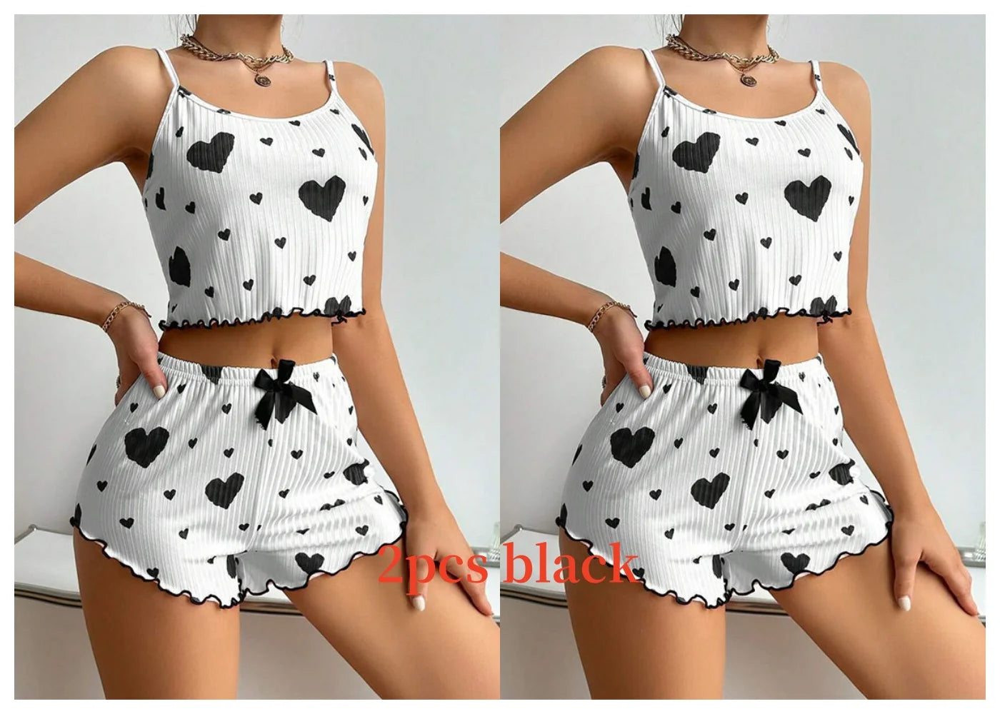Women's 2-Piece Tank Top & Shorts Pajama Set | Soft Casual Love Print Sleepwear
