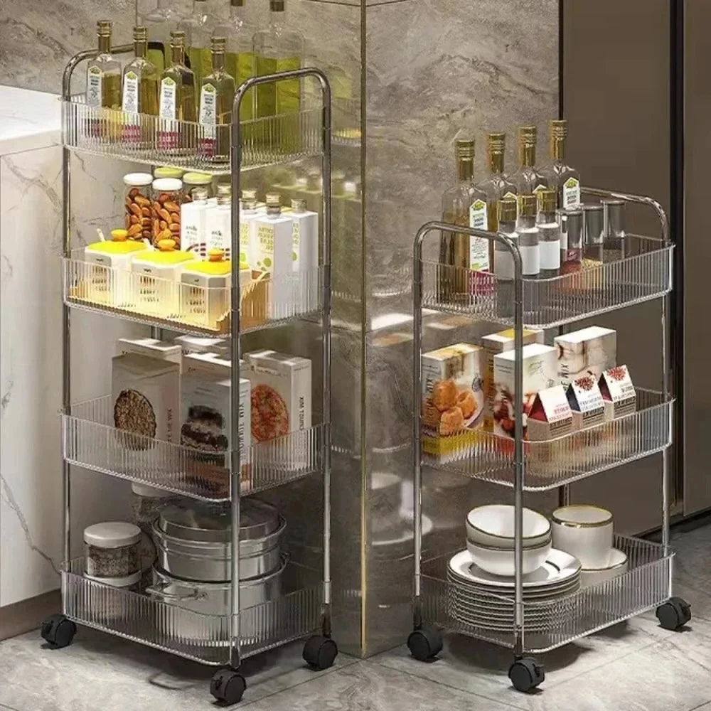 Acrylic Rolling Storage Cart — 2/3/4 Tier Organizer Trolley for Kitchen, Bathroom & Office