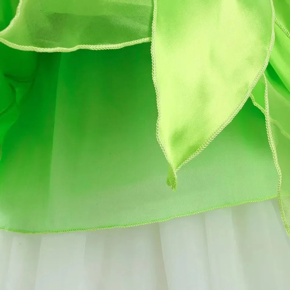 Tinkerbell Fairy Princess Dress — Green Elf Costume with Wings for Girls