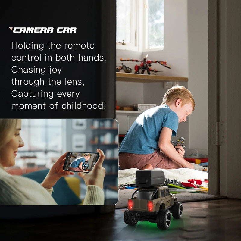 KF32 1:64 Mini RC Climbing Car with LED Lights & HD Camera – Alloy Remote Control Toy