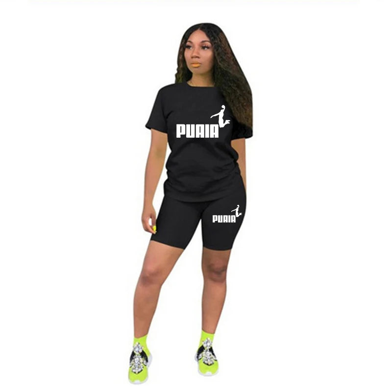 Women's Summer Two-Piece Tracksuit Set – O-Neck T-Shirt & Shorts Casual Daily Wear 2026