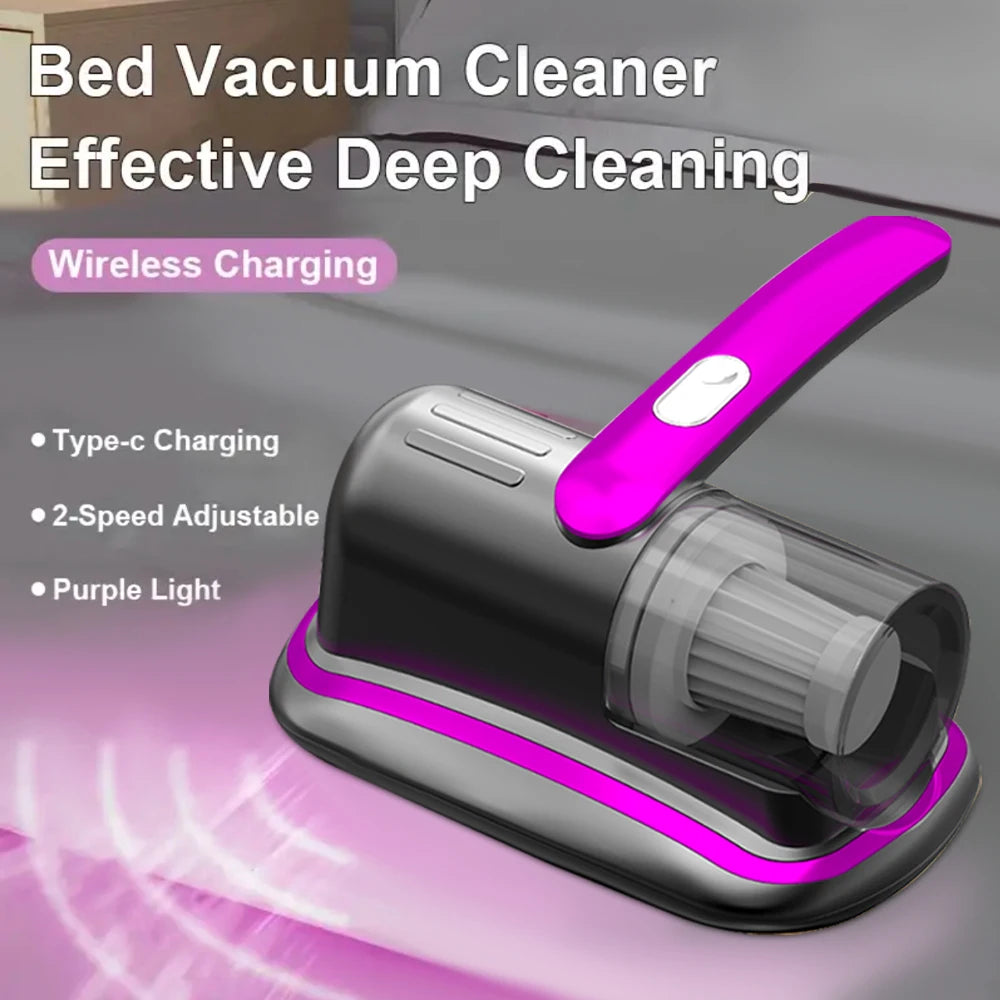 Wireless Handheld Mattress Vacuum Cleaner – UV-C Light, HEPA Filter, Ultrasonic Vibration, 12Kpa