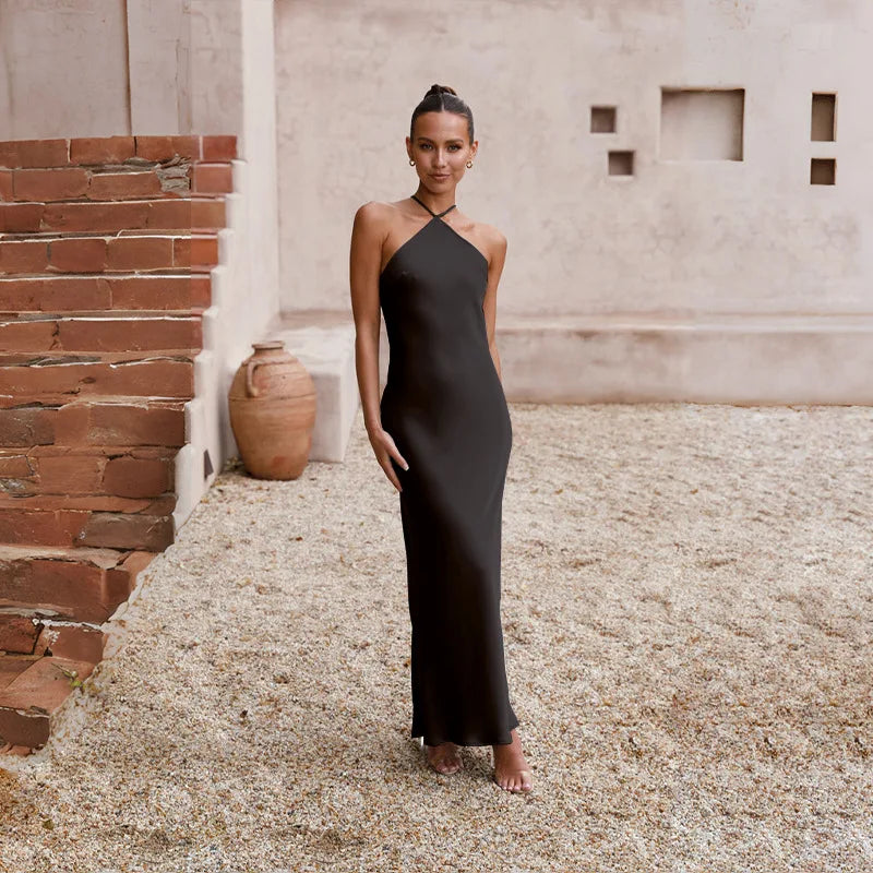 Sleeveless Backless Slim Maxi Party Dress — Sexy Solid Temperament Formal Dress