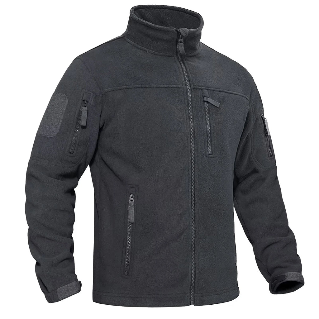 Men's Full Zip Fleece Hiking Windbreaker — Multi-Pocket Outdoor Work Jacket