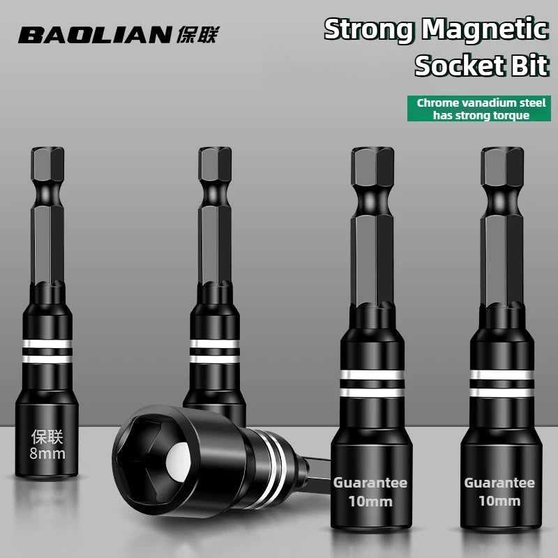 Magnetic Hex Shank Nut Driver Set — Power Tool Bit Adapter for Drill & Impact Driver