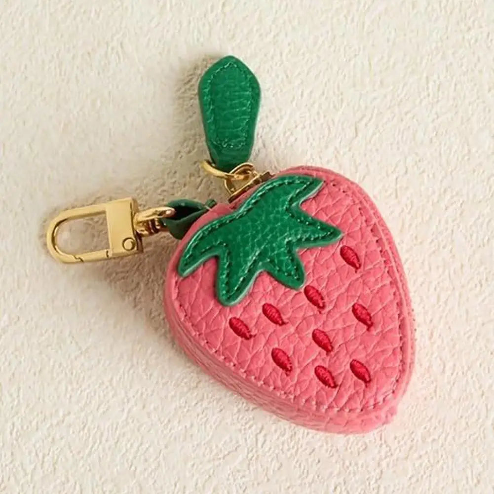 Cute Fruit Shape Leather Coin Purse – Mini Zipper Earphone Bag, Keychain Pendant Wallet for Women & Girls