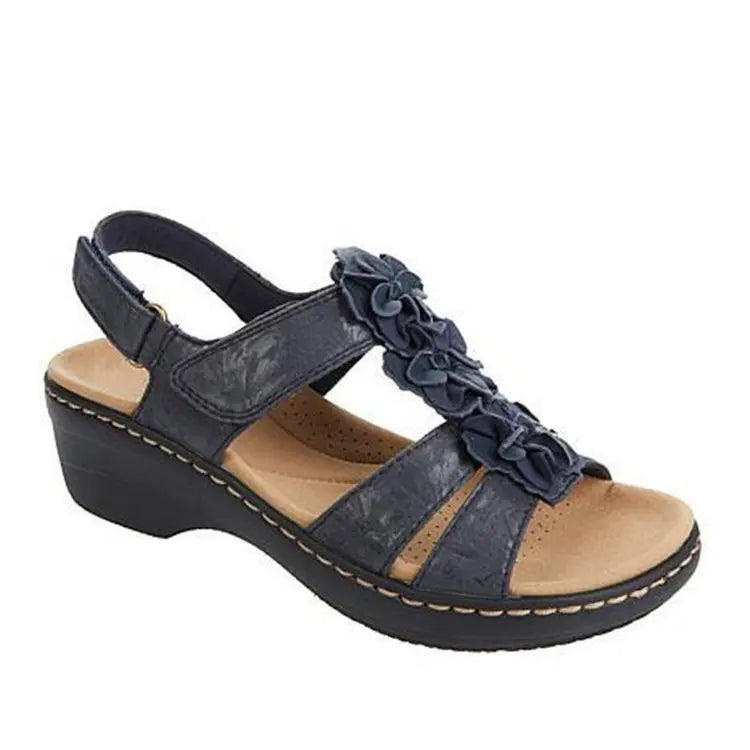 Women's Flower Wedge Platform Sandals – Retro Roman Orthopedic Style