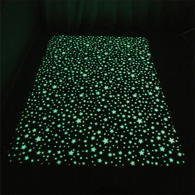 Rainbow Unicorn Glow in the Dark Area Rug – Large Kids Room Carpet with Stars