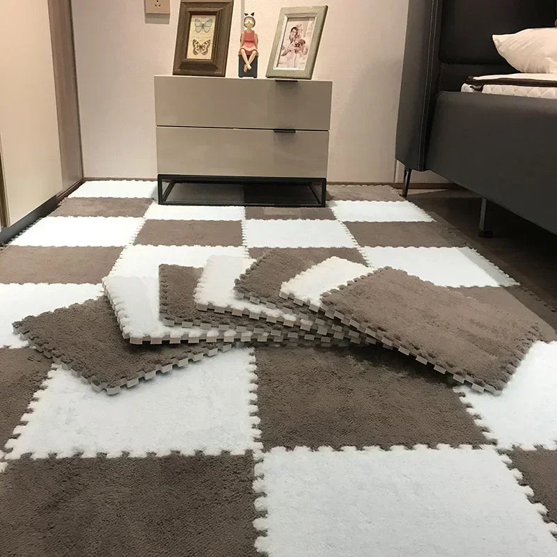 Soft Plush Kids Play Mat – Interlocking Foam Puzzle Carpet Tiles for Children, 10 or 20 Pcs
