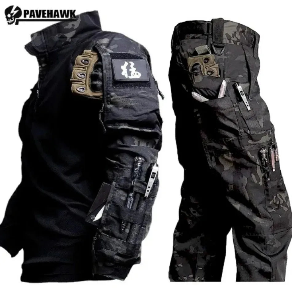 Men's Tactical Camo Combat 2-Piece Set – Waterproof Quick-Dry Hunting Training Suit