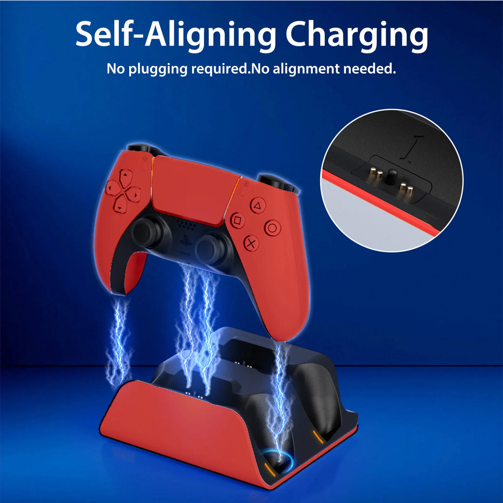 PS5 Dual Controller Fast Charging Dock – Wireless Gamepad Charger Station