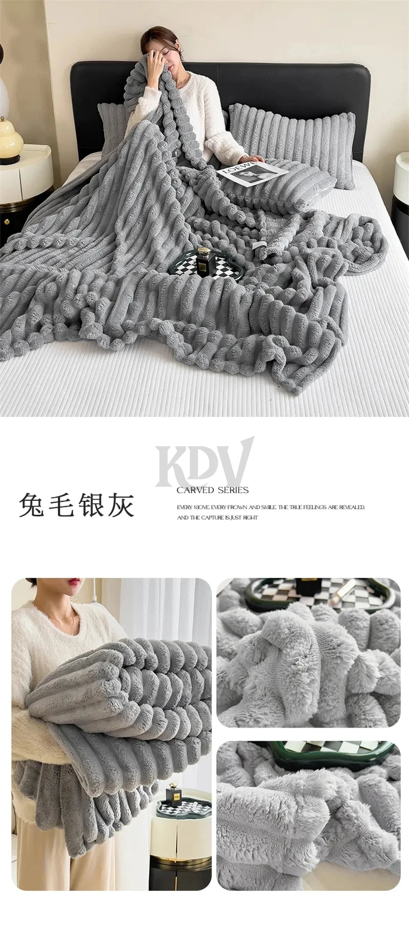 Faux Rabbit Fur Blanket – Plush Throw & Bedding Set Options