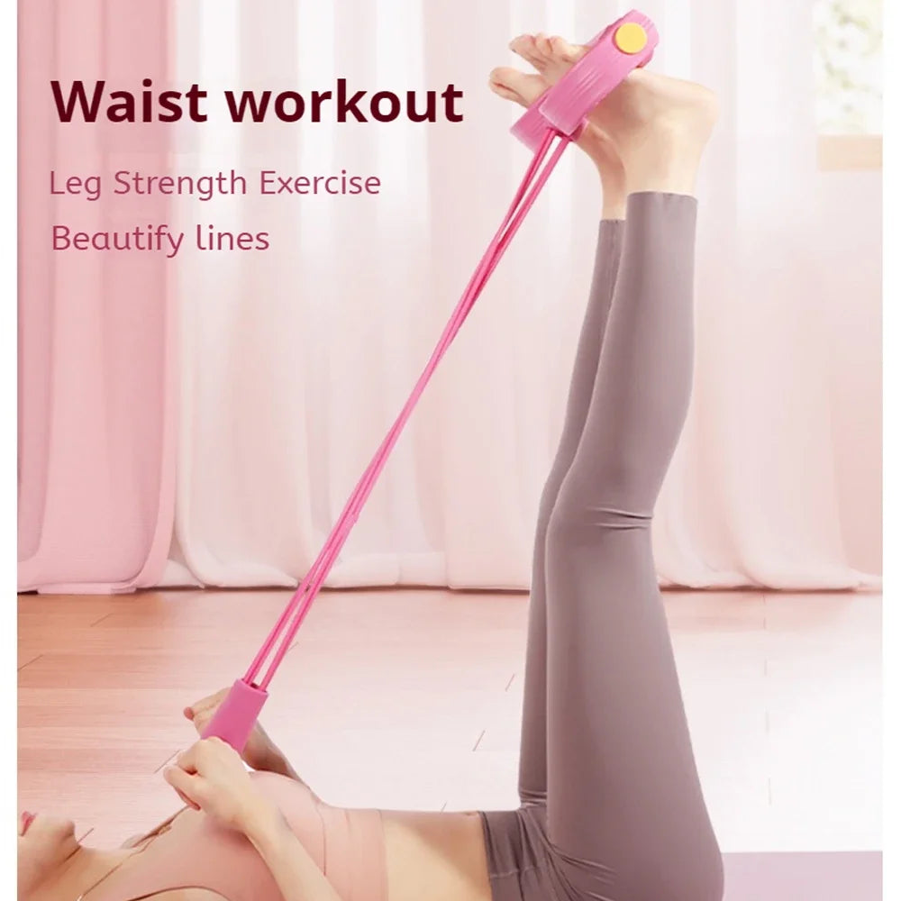 4-Tube Resistance Bands & Yoga Pedal Puller – Stretching & Leg Muscle Strengthening Tool for Home Fitness