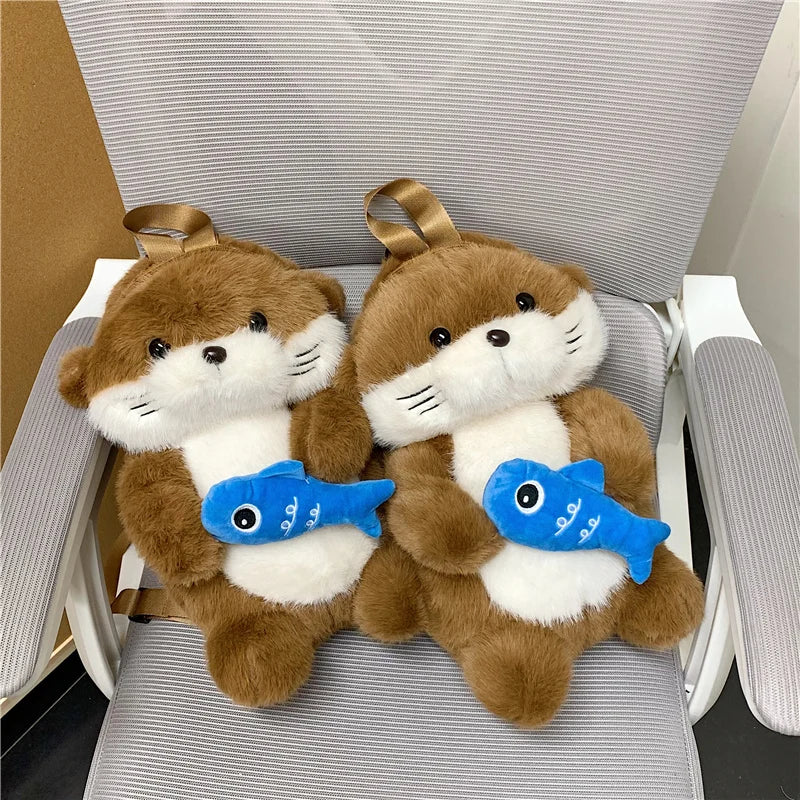 Otter Plush Backpack – Cute Stuffed Animal Bag for Kids & Girls