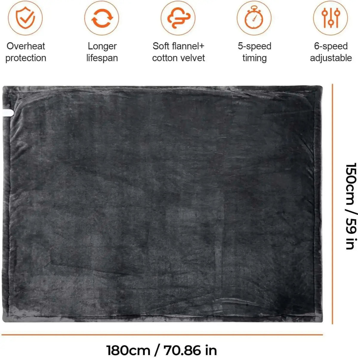 Electric Heated Blanket – Soft Throw with 6 Heating Levels, 4-Hour Auto-Off & Overheat Protection