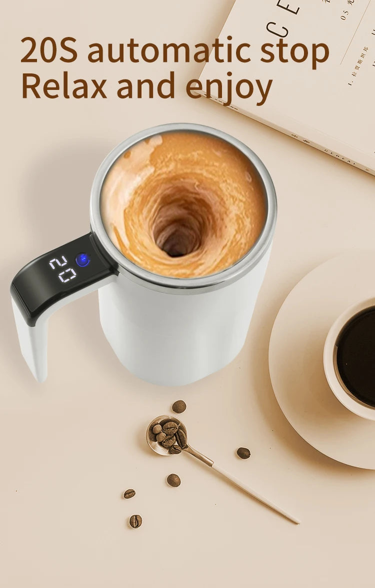380ML Electric Self-Mixing Coffee Mug — USB Rechargeable, IP67 Waterproof, Magnetic Stir