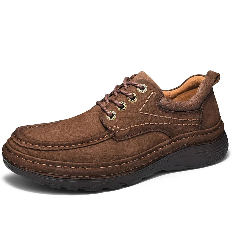 Men's Genuine Leather Lace-Up Casual Shoes