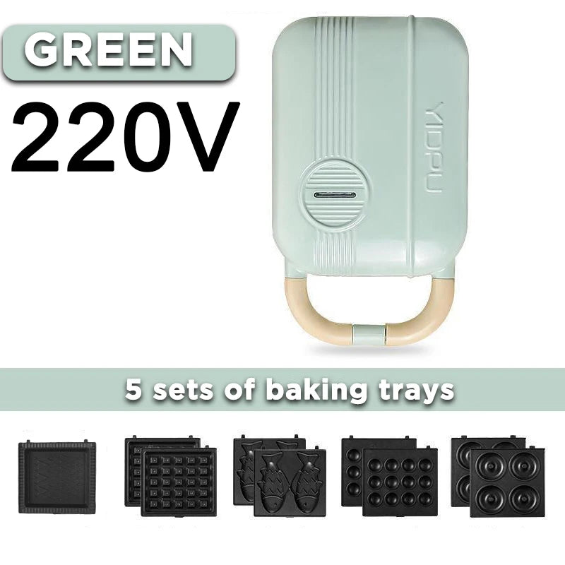 Mini Sandwich Maker & Breakfast Multi Cooker – Electric Toaster, Pancake, Waffle & Donut Maker for Kitchen