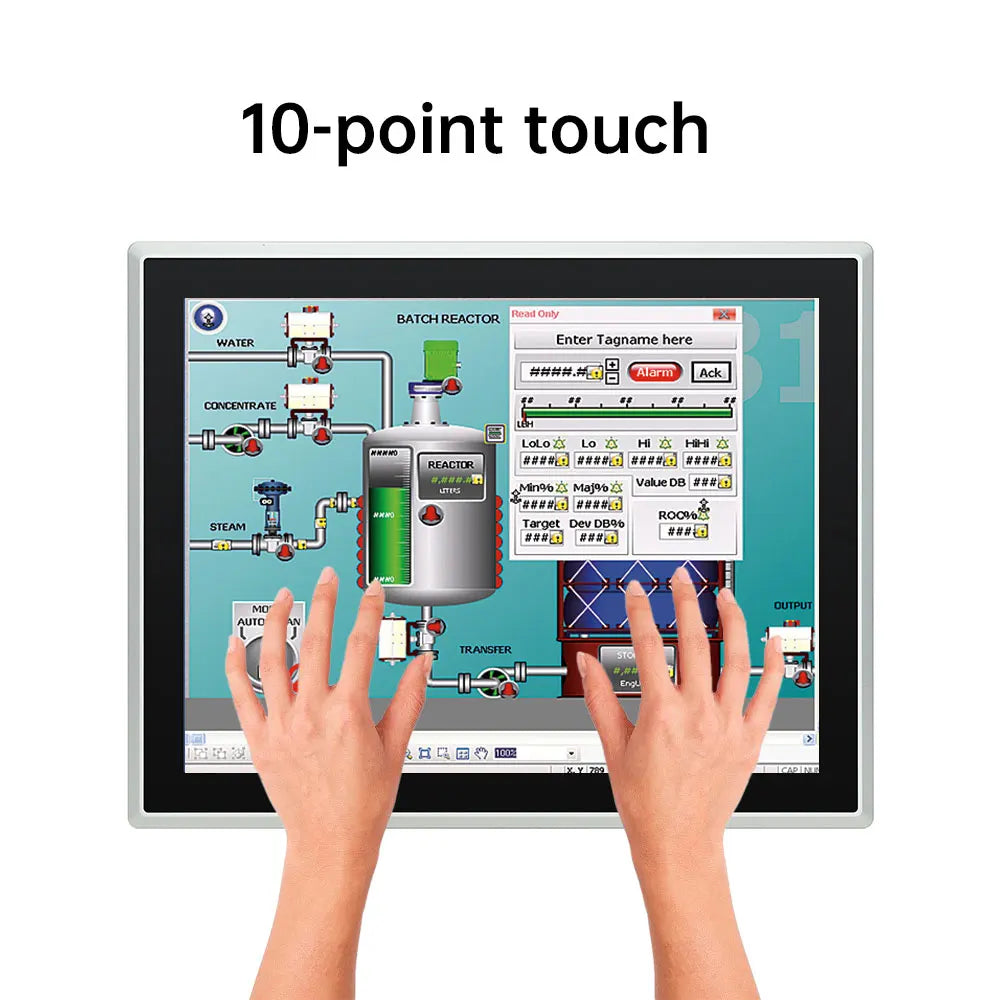 TouchWo IP65 Industrial All-in-One PC – 8" to 21.5" PCAP Touch, 1080p, Win10, Embedded/Wall Mount