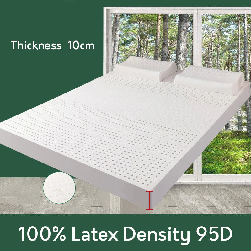 100% Natural Latex Mattress – Thailand Imported, 10cm Thick, 1.2/1.5/1.8m Sizes