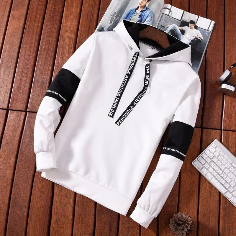 Men's Letter Print Hooded Sweatshirt — Hip Hop Pullover Sports Hoodie