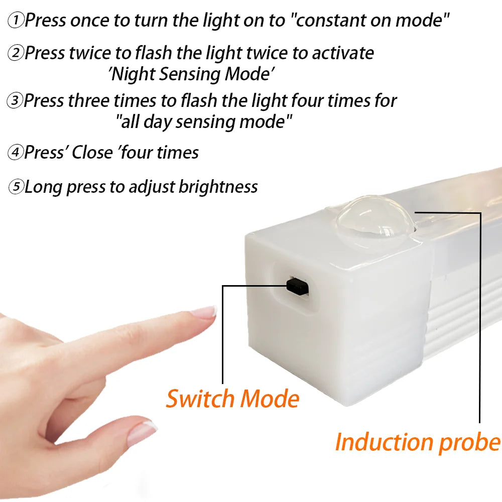 Motion Sensor LED Night Light – USB-C Rechargeable, 3 Color Temps, Wireless Cabinet & Staircase Lamp