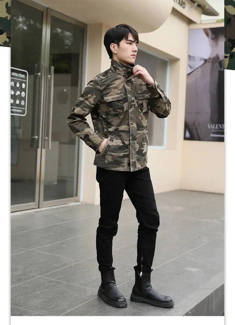 Men's Camouflage Cotton Work Jacket – Stand Collar