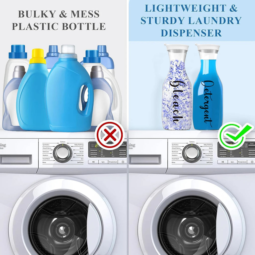 Organize Your Laundry Room in Style — Refillable Detergent & Softener Dispenser Set | 2pcs, 1000ml Each, Clear Plastic, Labels Included