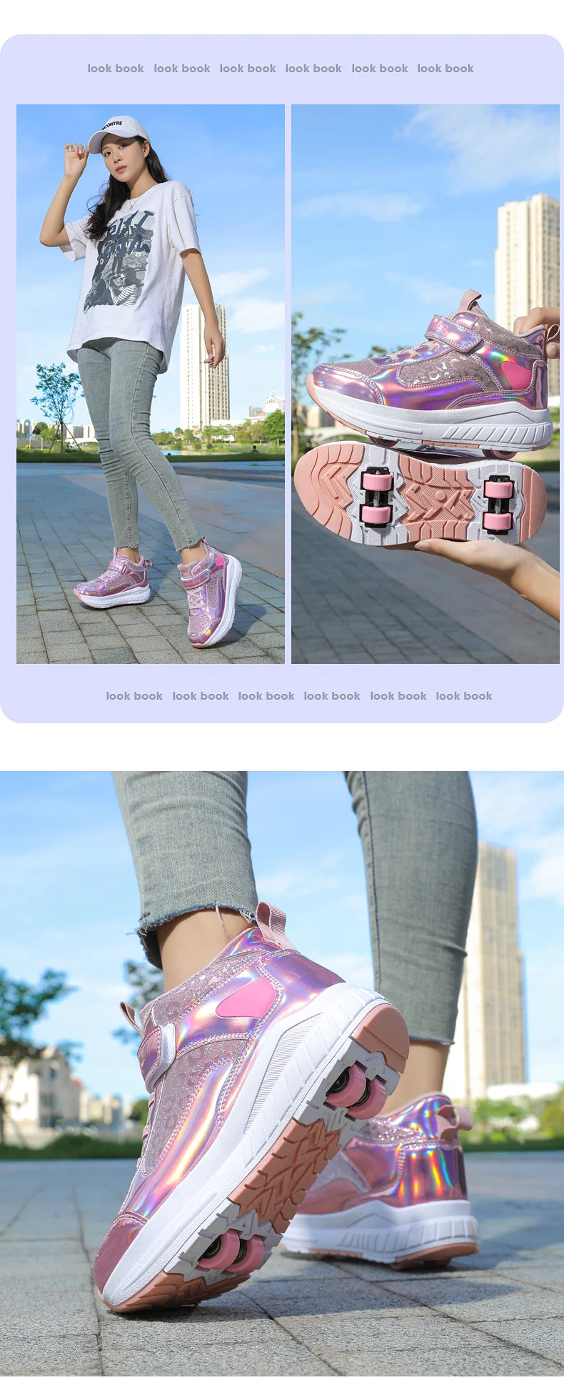 High-Top Children's Roller Skates for Girls – 4-Wheel Outdoor Wear-Resistant Sports Shoes