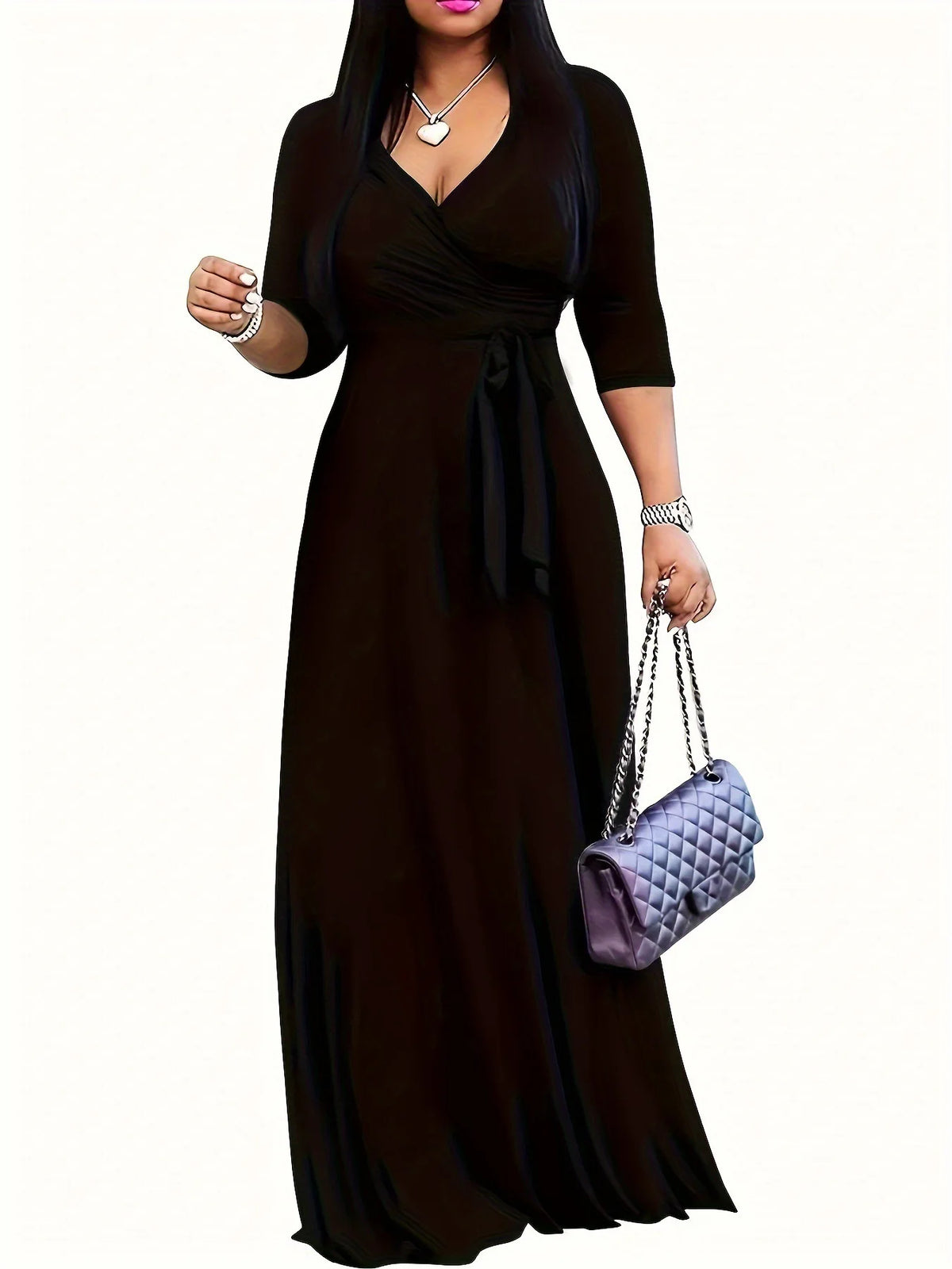 Deep V-Neck Lace-Up Loose Print Holiday Dress — Casual Sexy Summer Dress