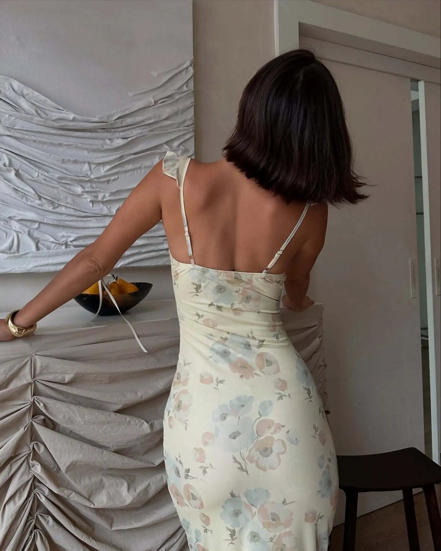Floral Plunge Backless Maxi Dress — Sexy Fairy Beach Vacation Dress