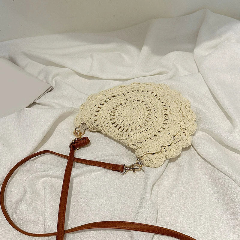Vintage Woven Cotton Saddle Crossbody Bag – Boho Beach Shoulder Bag for Women